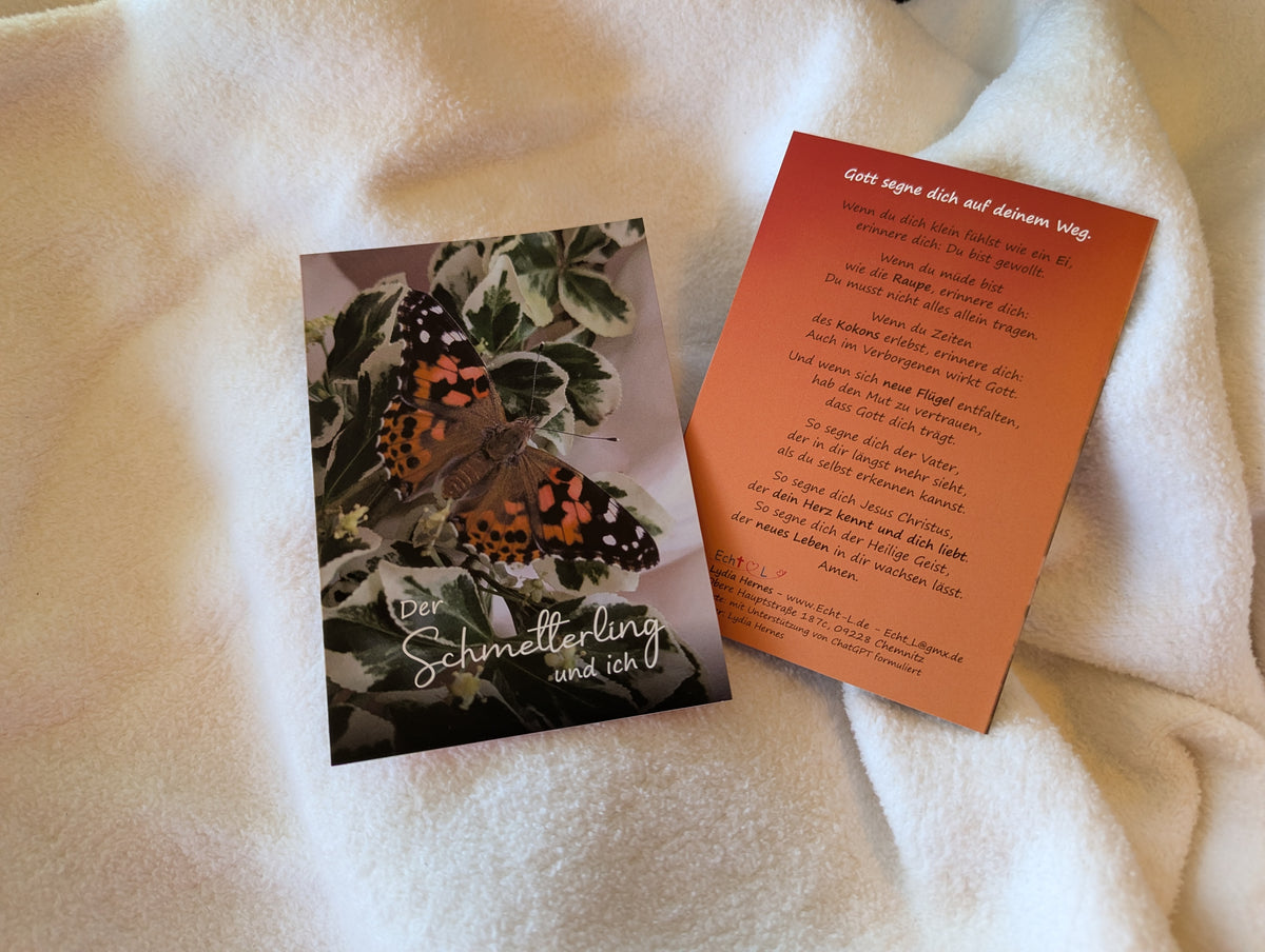Der Schmetterling und ich – Christliche Klappkarte zur Ermutigung