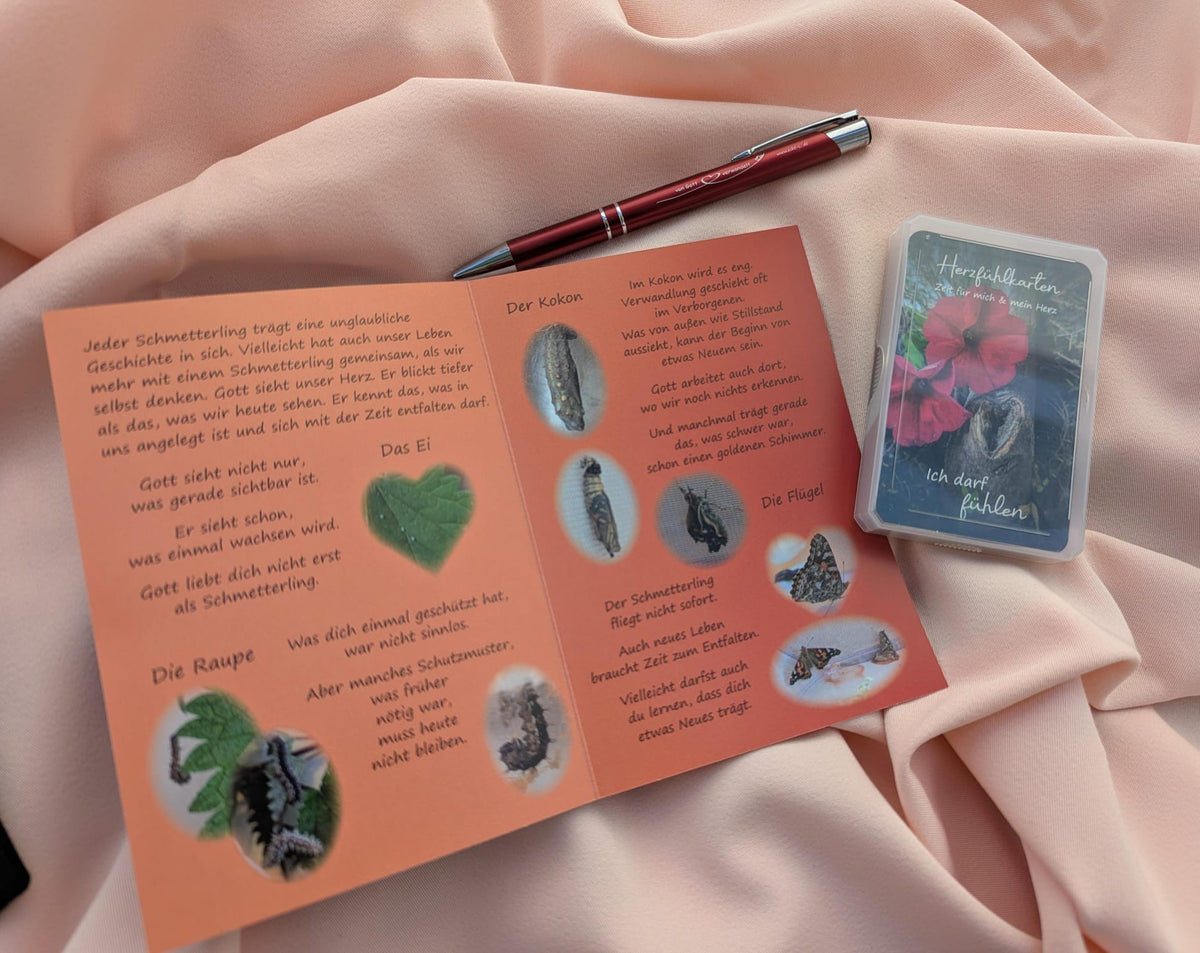 Set - Zeit für mich und mein Herz – christliches Geschenkset mit Herzfühlkarten