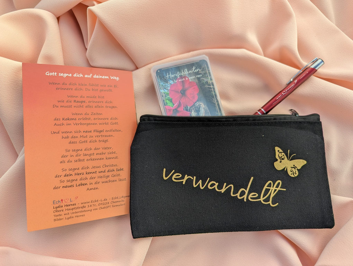 Set - Zeit für mich und mein Herz – christliches Geschenkset mit Herzfühlkarten